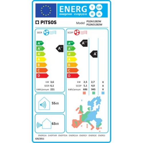 ΚΛΙΜΑΤΙΣΤΙΚΟ PITSOS P1ZAI1282W/P1ZAO1282W IOLI INVERTER 12000BTU WI-FI